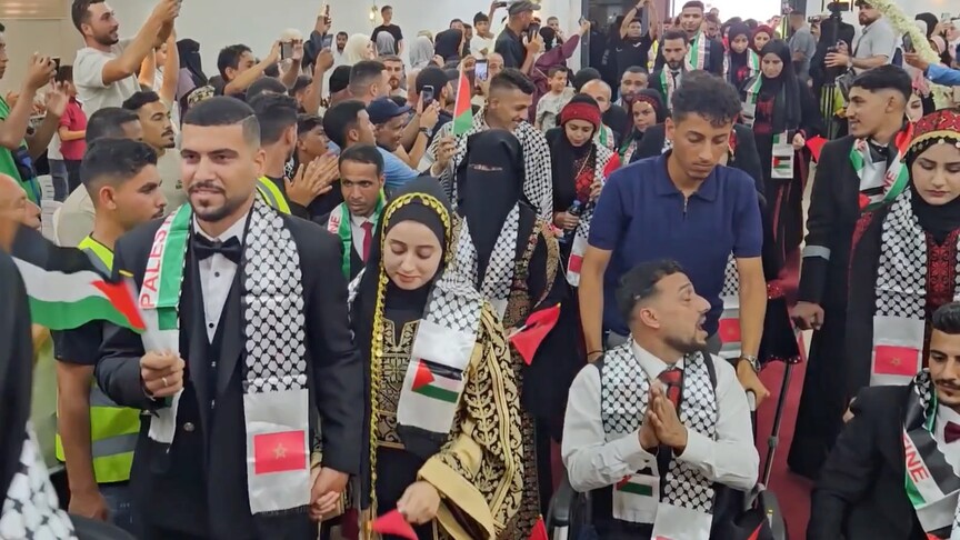 زفاف جماعي بتمويل مغربي لـ40 من ذوي الإعاقة ومصابي غزة